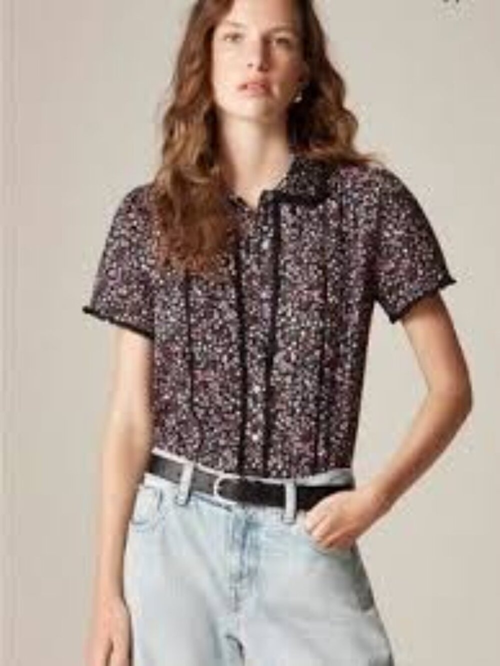 J. crew Lace-trim button-up shirt in Liberty® strawberry floral fabric Size 4